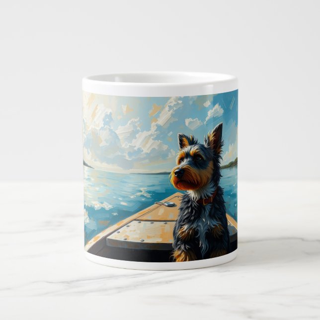 Grande Tasse Chien sur un bateau (Devant)