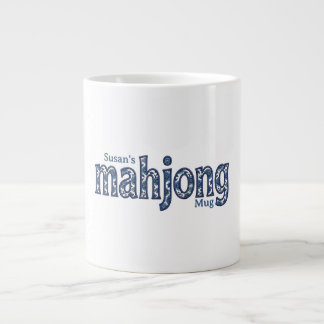 Grande Tasse Chinoiserie Florale Bleue Mahjong Personnalisé