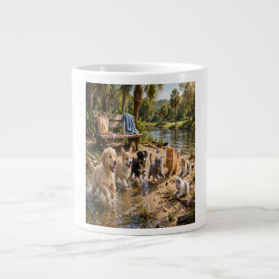 Grande Tasse Chiots Mignons & Aventure au Bord de la Rivière en