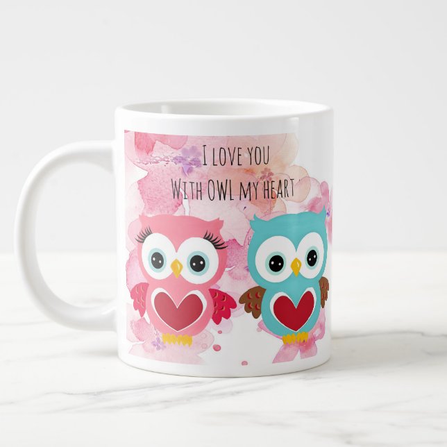 Grande Tasse Chouette mignonne toujours vous aimer (Gauche)