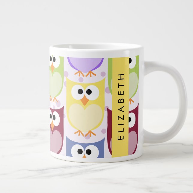 Grande Tasse Chouettes mignonnes, Chouette Motif, Chouettes col (Droite)