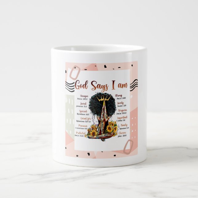 Grande Tasse Chrétienne prier la reine noire melanin sista femm (Devant)