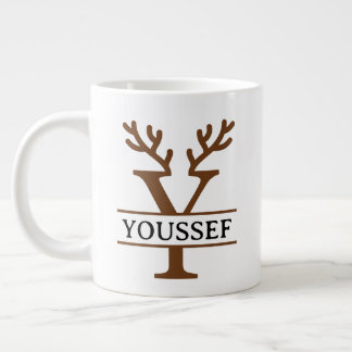 Grande Tasse Christmas Reindeer holiday Mug, Custom winter