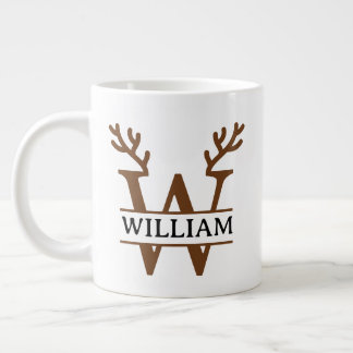 Grande Tasse Christmas Reindeer holiday Mug, Custom winter