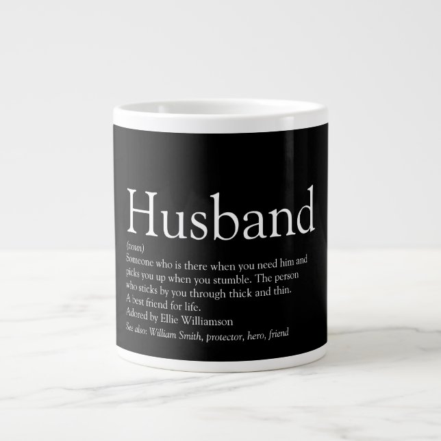Grande Tasse Citation amusante du meilleur mari du monde noir e (Devant)