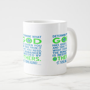 Grande Tasse Citation de Saint Thomas d'Aquin en bleu et vert