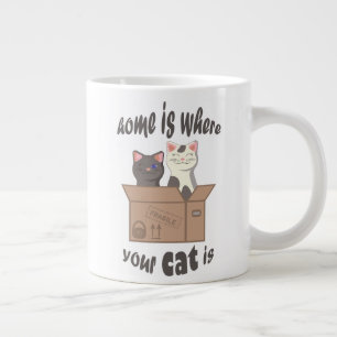 Grande Tasse Citation drôle Accueil est où est votre chat