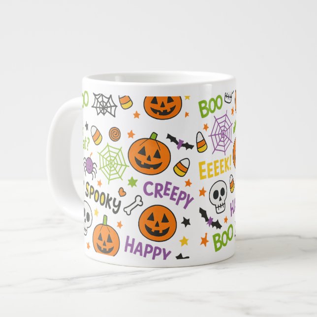 Grande Tasse Citrouille éffrayant et amusant - Motif Halloween  (Devant gauche)