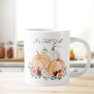 Grande Tasse Citrouilles et fleurs d'automne