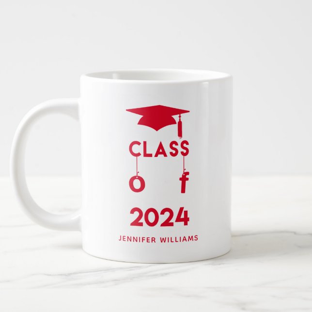 Grande Tasse Classe de 2024 - Graduation Rouge (Gauche)