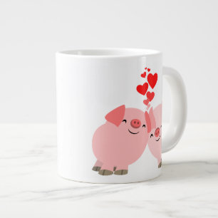 Grande Tasse Cochons de caricature mignons dans l'amour Jumbo M