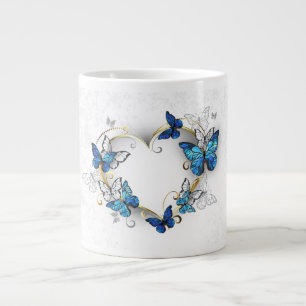 Grande Tasse Coeur bijoux avec papillons Morpho