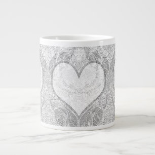 Grande Tasse Coeur de dentelle Ajouter un texte