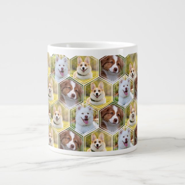 Grande Tasse Collage de photos 7 personnalisées Hexagon Coffee  (Devant)