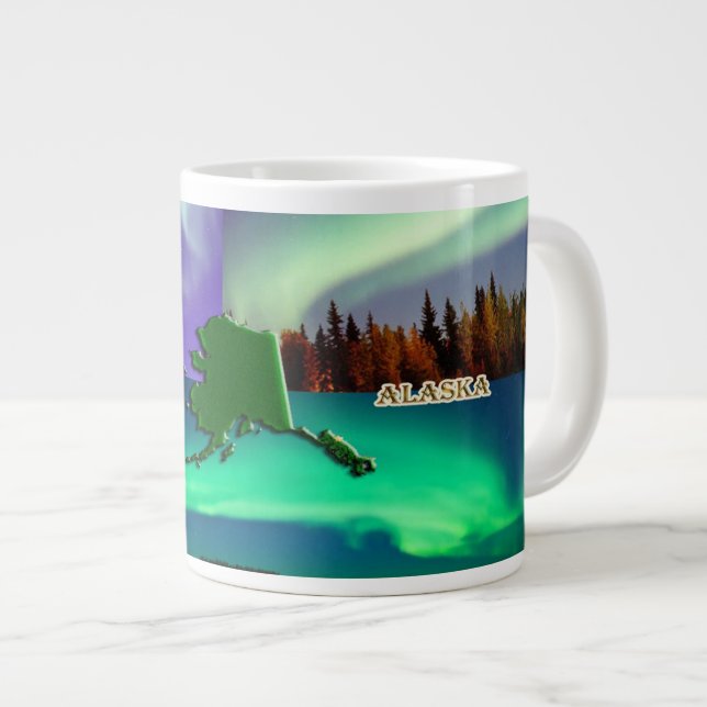 Grande Tasse Collage des aurores boréales de l'Alaska (Devant droit)