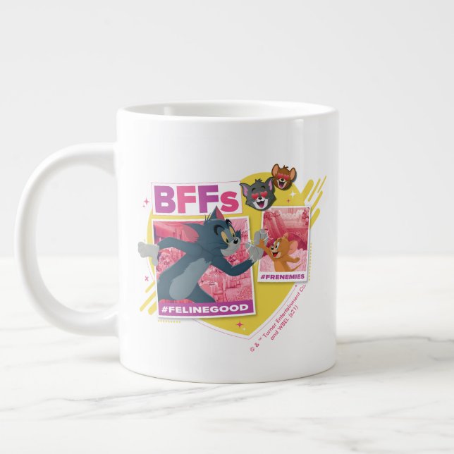 Grande Tasse Collage des photos de Tom & Jerry BFF (Gauche)