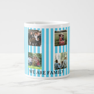Grande Tasse collage familial rayé pastel