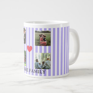 Grande Tasse collage familial rayé pastel