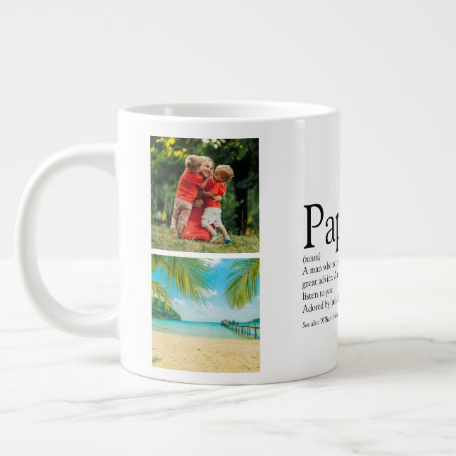 Grande Tasse Collage Photo Amusant Définition de Papa Cool Papa (Gauche)