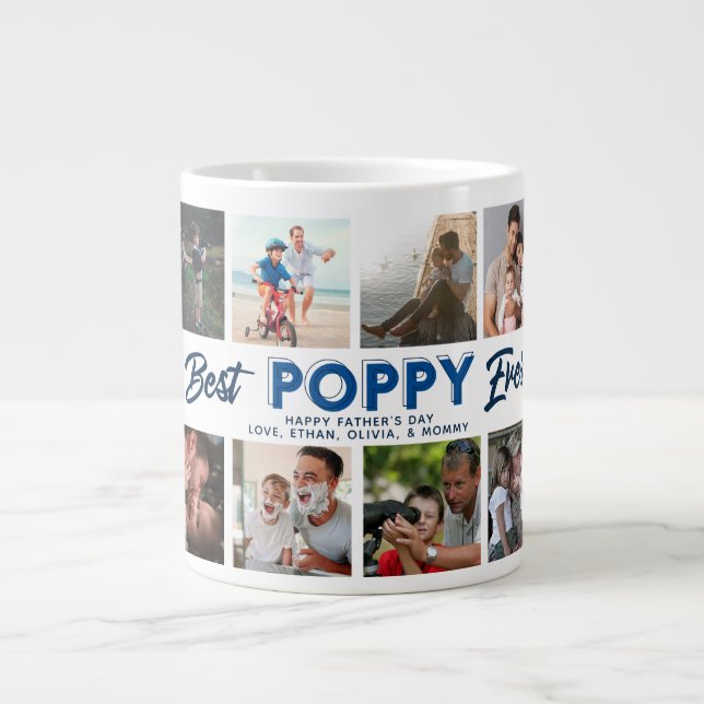 Grande Tasse Collage photo Fête des pères personnalisée Meilleu (Devant)