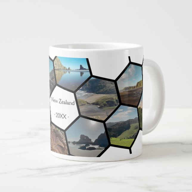 Grande Tasse Collage photo Hexagon géométrique Côte Nouvelle-Zé (Devant droit)