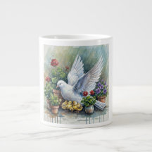 Colombe et poussins dans le jardin
