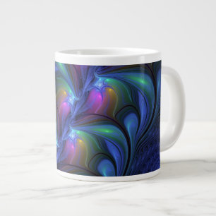 Grande Tasse Coloré Lumineux Abstrait Bleu rose Vert Fractal