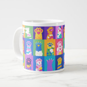 Grande Tasse Conception de grille de patte de chat en pop art c