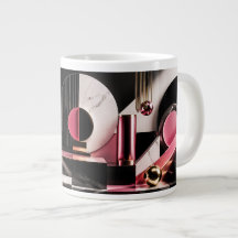 Conception géométrique de marbre noir et rose luxu