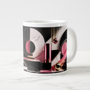 Grande Tasse Conception géométrique de marbre noir et rose luxu