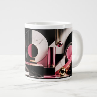 Grande Tasse Conception géométrique de marbre noir et rose luxu