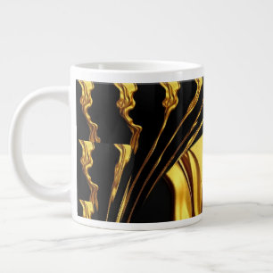 Grande Tasse Conception monochrome noire or liquide tourbillonn