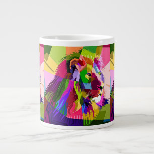 Grande Tasse Conception Pop Art Prismatique Colorée Lion-62501
