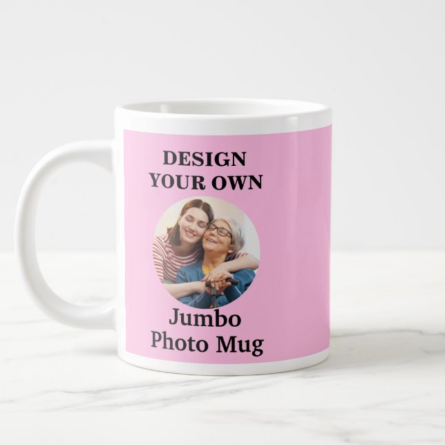 Grande Tasse Concevez votre propre photo rose pâle Giant Café M (Gauche)
