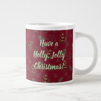 Grande Tasse Cônes de pin & Baies Joyeux Noël 