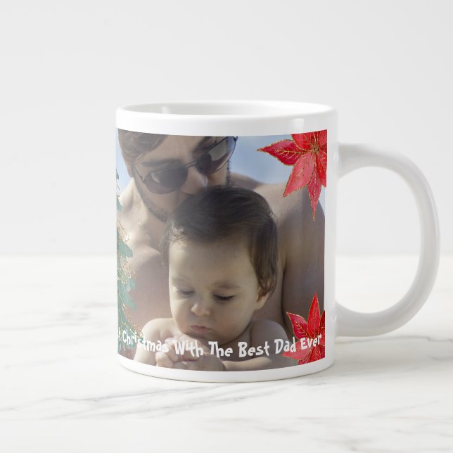 Grande Tasse Cool Premier Noël Avec Meilleur Papa Jamais Photo (Droite)