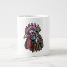 Coq Cyberpunk Art mécanique iridescent