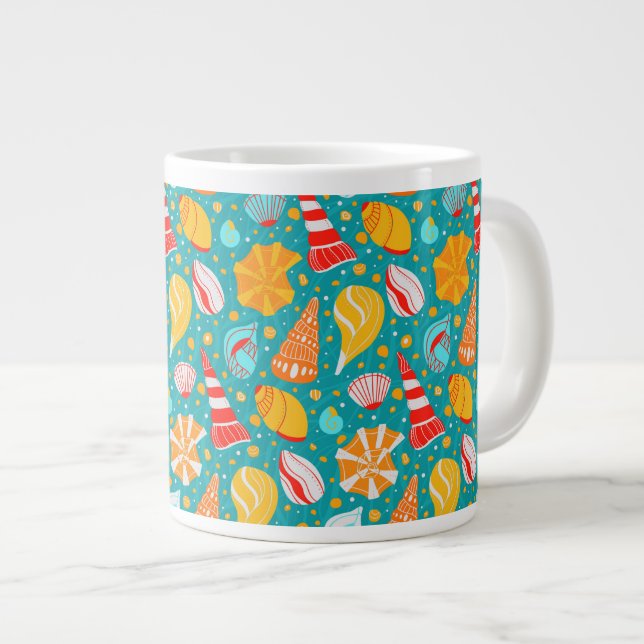Grande Tasse Coquillages de caricature avec sable et ornement d (Devant droit)