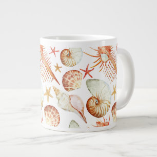 Grande Tasse Corail Avec Coquillages Et Crabes Motif