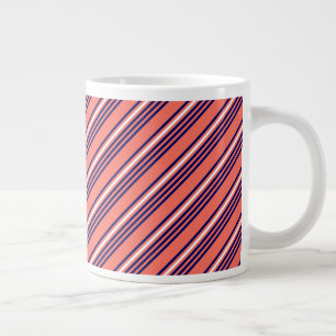 Grande Tasse Corail, bleu marine et blanc cinq bandes motif