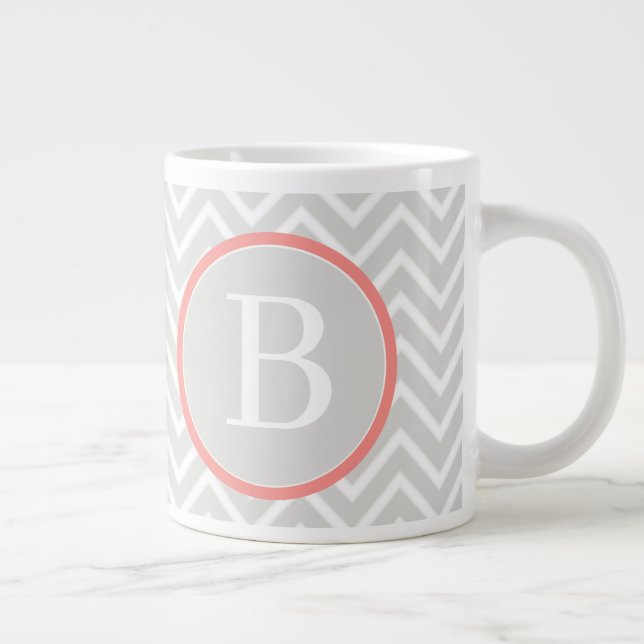 Grande Tasse Coral Chevron Monogramme (Droite)
