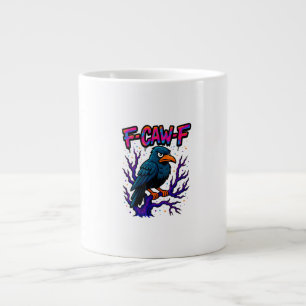 Grande Tasse Corbeau, F-Caw-F Oiseau Drôle Lune Gothique Humour