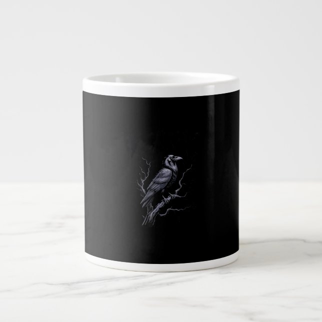Grande Tasse Corbeau F-Caw-F Oiseau Drôle qui Dit Humour Mème (Devant)
