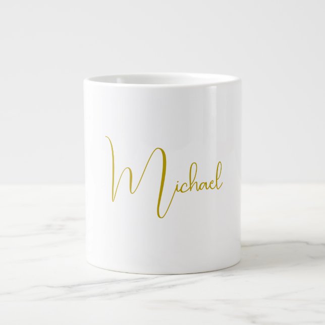 Grande Tasse Couleur Or Élégant Design tendance Script unique (Devant)