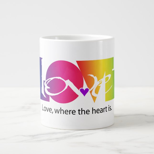 Grande Tasse Couleurs arc-en-ciel de l'amour (Devant)