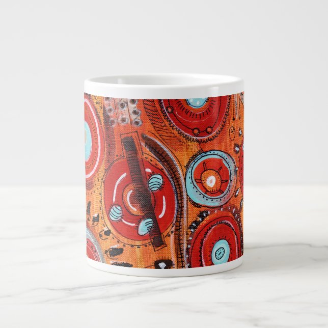 Grande Tasse Couleurs chaudes des Motifs tribaux (Devant)