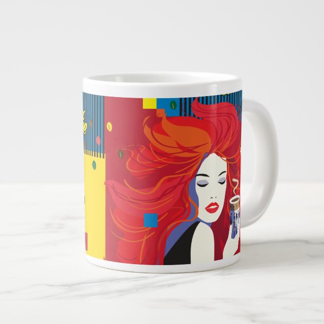 Grande Tasse Coupe de café belle mode femme POP-ART tendance (Devant droit)