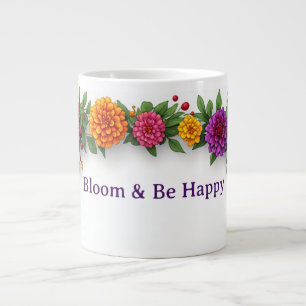 Grande Tasse Couronne de fleurs de dahlia et souci aux couleurs
