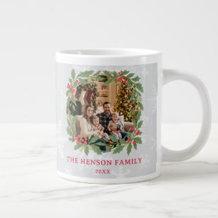 Grande Tasse Couronne de houx élégante Joyeux Noël Photo de fam