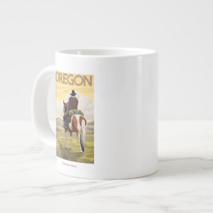 Grande Tasse Cowboy sur l'affiche Vintage voyage de Horseback